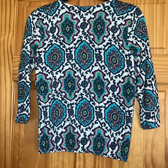 Talbots Medium Petite Patterned Cotton and Rayon Cardigan - Picture 6 of 10